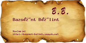 Bazsánt Bálint névjegykártya